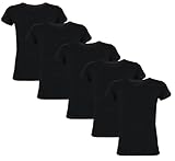 TupTam Kinder Jungen Unterhemd Basic T-Shirts Kurzarm 5er Pack, Farbe: Schwarz, Größe: 128-134