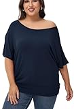 Van Der Rich ® - Oversize T-Shirt mit Fledermausärme - Damen(Marine, XXL)