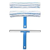 Mitclear Fensterreiniger Set (30cm), Silikon-Fensterabzieher + Mikrofaser-Fensterwischer, Professioneller Fensterreinigungsset für Bad, Dusche, Auto, Glas