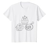 Kinder Donut Katze und Cupcake Einhorn zum Ausmalen Weiß für Kinder T-Shirt