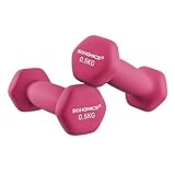 SONGMICS Hanteln 2er Set, 2 x 0,5 kg, Kurzhanteln mit matter Beschichtung aus Neopren, rutschfest, Fitness, Krafttraining, für Zuhause, Fitnessstudio, pink SYL61PK