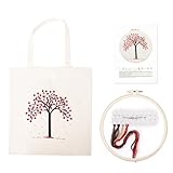 Stickset Tasche Sticken Set Erwachsene, Stickerei Set Anfänger mit Baum-Muster DIY Handgemachte Kreuzstich Segeltuchtasche Sticktasche Embroidery Kit mit Stickrahmen, Farbfäden und Werkzeug