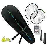 Talbot-Torro Badminton Set Professional I 2 Carbon-Schläger I 2 Federbälle I 2 Griffbänder I Schlägertasche I Leicht & Robust I Für Anfänger & Fortgeschrittene I Outdoor & Indoor