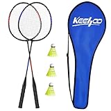 KH Federball Set Badminton Schläger Set of 2 oder 4 für Erwachsene Kinder, Schläger, Federbälle und Tragetasche im Lieferumfang