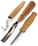 BeaverCraft S14 Holzschnitzwerkzeug-Set Holzschnitzset Hakenmesser-Set zum Holzschnitzen Werkzeuge-Set zum Löffelschnitzen Schüssel Kuksa Schöpfkelle Tasse Schnitzwerkzeuge Hohleisen