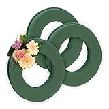 Relaxdays Steckschaum für Frischblumen, 3er Set, Ring, Ø 25 cm, Blumengesteck zum Basteln, Schaumstoff Steckkranz, grün