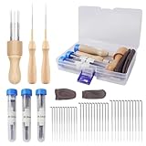 Redamancy Nadelfilz-Set, mit 36 Filznadeln (3 Größen), Filznadeln Set, Filznadeln zum Trockenfilzen, Nadelfilz-Starter-Set, Filznadelgriff aus Holz, Wollfilzen, Basteln, ideal für Anfänger oder Profis