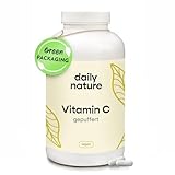 dailynature Vitamin C hochdosiert - gepuffert | 365 Kapseln | pflanzliches Nahrungsergänzungsmittel mit 1000 mg Vitamin C pro Tagesdosis | magenfreundlich | vegan & ohne Zusätze | kompostierbare Dose