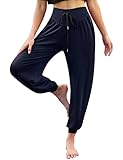 Terecey Haremshose Damen Lang Yoga Hosen Jogginghosen Damen Locker Yogahose Pilates Hose Weit Sweatpants Pluderhosen Yogahosen für Jogging Training Pilates