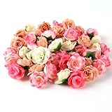 GEFIRE 80 Stück Künstliche Blumenköpfe Kunstblumen Blütenköpfe Rosen Köpfe Rosen Kunstblumen Gefälschte RosenKöpfe Kunstrose Künstliche Rosen Deko für Hochzeit DIY Party Deko (4 Farben)