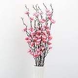 LGEGE Künstliche rosa Pflaumenblüten, 6 Stück, künstliche Blumen, Seidenstoff, Kunstblumen, Blumenstrauß für Zuhause, Küche, Büro, Hotel, Dekoration, Blumenarrangement, Tafelaufsätze für den Tisch