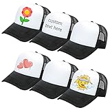 Geebuzz 6 Pack Kinder Mesh Baseball Hut Kappe Sublimation Blank Einstellbare Snapback Trucker Sun Sports Outdoor Hat (6er Packung schwarz Weiß)