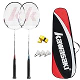 A1 TAAN Badminton Set 2 Carbon Shaft Profi Badmintonschläger Leichtgewicht Badminton Schläger 2 Federballschläger für Training, Sport und Unterhaltung mit 3 Federbällen & 2 Overgrips & Unterhaltung