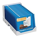 Ritter Sport Laktosefrei Vollmilch Schokolade, glutenfrei, perfekt zum Naschen und Genießen, 12 x 100g