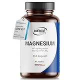 Magnesium 400mg Kapseln hochdosiert - 365 Stück (1 Jahr) 667mg je Kapsel, davon 400mg elementares Magnesium I Laborgeprüft Vegan - Wehle Sports