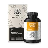 NATURE LOVE® Vitamin C Gepuffert & Zink – 180 Kapseln – hochdosiert 1000mg + 15mg Zink – Fermentation von Mais, pH-neutral, säurefrei – laborgeprüft, vegan und in Deutschland produziert