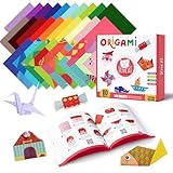 JoyCat 360 Blatt Buntes Origami-Papier für Kinder, 15x15cm 160 doppelseitiges Bastelpapier Origami Papier 20 Farben, 200 Übungspapiere 6 Aufkleber mit Anleitungs-Buch, für DIY Kunst und Bastelprojekte