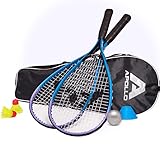 Apollo Speed Badminton Set | Schläger in versch. Farben | Squash Schläger Set | Tasche und Badmintonschläger | Federball Set Kinder