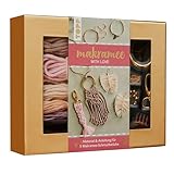 Makramee-Schmuckset „with Love“ (Rosé/Natur): Anleitung und Material für 5 Makramee Schmuckstücke. Mit Makramee-Drahtbürste und Knüpfboard.