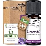 rooted.® BIO Lavendelöl 10ml [100% NATURREIN] - Echter Lavendel - Lavandula angustifolia - Ätherisches Öl für Aromatherapie, Duftlampe, Diffusoren, Raumduft, Duftkerzen und -Seifen