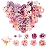 40 Stück Kunstblumen Blumenköpfe, Blumen zum Basteln mit 9 Stile, Künstliche Blumen Mini Seidenblumen, Künstliche Blütenköpfe für Hochzeit Home DIY Crafts Scrapbooking Dekokünstliche Blumen