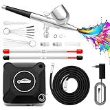 Oasser Airbrush Set 36 PSI mit Kompressor Double Action-Airbrush-Pistole und Zubehör für Modellbau Make-up Autolackierung