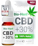 CBD Öl +30% aus Bio-Hanf - Vollspektrum Hanftropfen (100% natürlich) +3.000 mg Cannabidiol mit Bio-Hanföl - Cannabisöl - 250-300 CBD Tropfen - 10 ml - Nutropa® Deutsche Weltklasse-Qualität