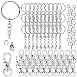 150 Stk Schlüsselringe mit Kette Schlüsselanhänger Basteln Schlüsselanhänger Selber Machen Schlüsselanhänger Ringe Set Key Chains Schlüsselanhänger Zubehör für Schlüssel DIY Schmuckherstellung(Silber)