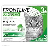 FRONTLINE Combo Katze gegen Zecken, Flöhe & Haarlinge (für Jede Größe & Gewicht) - 3X Pipetten für bis zu 3 Monate Schutz - auch gegen Floheier, Larven & Puppen im Haushalt - wasserfest