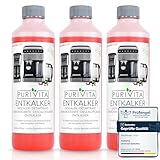 PURIVITA - Universal Entkalker Kaffeevollautomat (3x 750ml) Entkalker Kaffeemaschine für ALLE gängigen Marken - 3 Flaschen