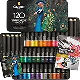 Castle Art Supplies 120 Aquarellstifte-Set | Leuchtende Pigmente | Zeichnen und Malen zugleich | Für fortgeschritten, professionelle Künstler I Geschützt und sortiert in einer Präsentationsbox