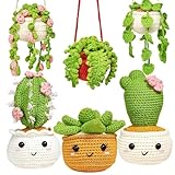 KUWUNG Häkelset für Anfänger, 6 Teilige Crochet Set, Häkeln für Anfänger mit Anleitung, Häkel-Starterset Fleshiness, DIY Set mit Häkelnadeln, Garn, Füllung, Handnähnadel, Stichmarkern, Anleitung