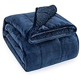 BUZIO Gewichtsdecke 7kg - Sherpa Gewichtsdecke 150x200cm - Schwere Decke zum schlafen und bessere Erholung - Schwere Decke Beschwerte - Gewichtsdecke Erwachsene Sofa Bett - Blau