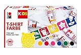 Marabu 0308000000001 - Kids T-Shirt Farbe, 6 x 80 ml, Stoffmalfarbe für Kinder, für kreative Designs auf hellen Textilien, nach Fixierung waschbeständig bis 60 °C, ideal für Kinder