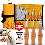 Eli® Schnitzmesser Kinder Set ab 6 Jahre - hochwertiges 5-teiliges Kindermesser Schnitzset inkl. schnittfeste Handschuhe - Kinderschnitzmesser - Schnitzwerkzeug – Taschenmesser