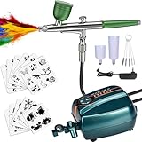 Apkezel Airbrush Set mit Kompressor, Tragbares Airbrush Kompressor, 35 PSI Handheld Airbrushpistole, Air Brush für Nageldesign Kuchendekoration, Makeup, Tattoo-Modellierung, Modellfärbung