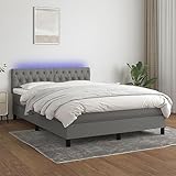 KOIECETA Boxspringbett mit Matratze & LED Dunkelgrau 140x200 cm Stoff