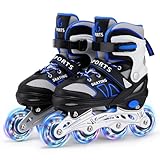 Inline Skates für Kinder Jungen Mädchen Anfänger, 4 Size verstellbare Rollschuhe mit Light Up Rollen. (M (EU32-36))