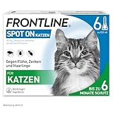 FRONTLINE Spot ON Katze gegen Zecken, Flöhe & Haarlinge (für Jede Größe & Gewicht) - 6X Pipetten für bis zu 6 Monate Schutz - wasserfest