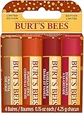 Burt's Bees Geschenkset | Lippenbalsam-Set mit Bienenwachs und Vitamin E | 100 % natürlichen Ursprungs | Chai Tea, Kürbisgewürz, Vanille-Ahorn, Granatapfel | 4 x 4,25 g