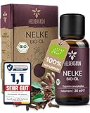 Heldengrün® BIO Nelkenöl [100% NATURREIN] Nelkenöl zum Einnhemen - Echtes Gewürznelkenöl - Ätherisches Nelkenöl Bio - Nelken Duftöl Clove Oil