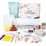 Gleamkid Ton Töpferset für Anfänger für zuhause，43-teiliges Töpfer-Set mit Acrylfarben, Stempeln und Werkzeugen - perfekt für kreative Projekte & DIY