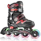 Hozzen Inline Skates Kinder, Verstellbar Inliner für Kinder, Inliner für Mädchen und Jungen, Inline Skates Rollschuhe mit Glow-in-The-Dark-Rädern, Rollerblades Kinder für den Innen und Außenbereich S