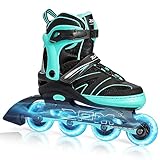 2PM SPORTS Größen Verstellbar Inliner für Kinder, Mädchen Jungen Inline Skates mit leichten Rollschuhe für Damen/Herren Youngster Anfänger