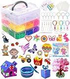 Ophy Bügelperlen Set | 10000+ Stück 5mm Bügelperlen mit Dreilagiger Aufbewahrungsbox, 6 Bügelperlen Platten, 16 Muster, 5 Bügelpapiere, 20 Farben DIY Bügelperlen, 3D für Kinder Geschenk Bastelideen