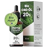 Bio CBD Öl 20% Vollspektrum - Bio Hanf CBD Tropfen mit 2.000 mg Cannabidiol - Hemp-Complete Cannabisöl - 10 ml