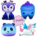 Squishy Spielzeug 4 Stück Langsam Steigende Squishies Set Stressabbau Skwischis Jumbo Kawaii Party Geschenke für Kinder Erwachsene Mädchen Jungen