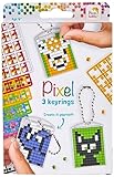 Pixel P20130 Mosaik Medaillon Tiere, Schlüssel-Anhänger für Kinder zum Selbstgestalten, kinderleichtes Stecksystem, ohne Bügeln u. Kleben, Steinchen aus Biokunststoff