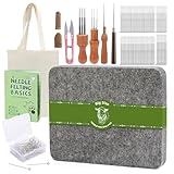 Riddur Filz Nadeln Set, Nadelfilz Set, 8×10 Zoll Filzen Pad, 90 Pcs Filznadeln, 3-Größe Holzgriff Halter, Filz Zubehör mit Aufbewahrungstasche für starterset DIY Handmade Crafts Dekoration