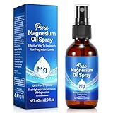 Magnesium Spray 60 ml, Magnesiumöl für Füße, Körper, Haut, Schlaf, Angst, Muskelentspannung, 100% Reines und Natürliches Topisches Magnesiumöl-Spray